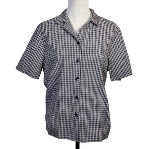Penman's Plus Black & White Plaid Tartan Short Sleeve Collared Button Down Shirt